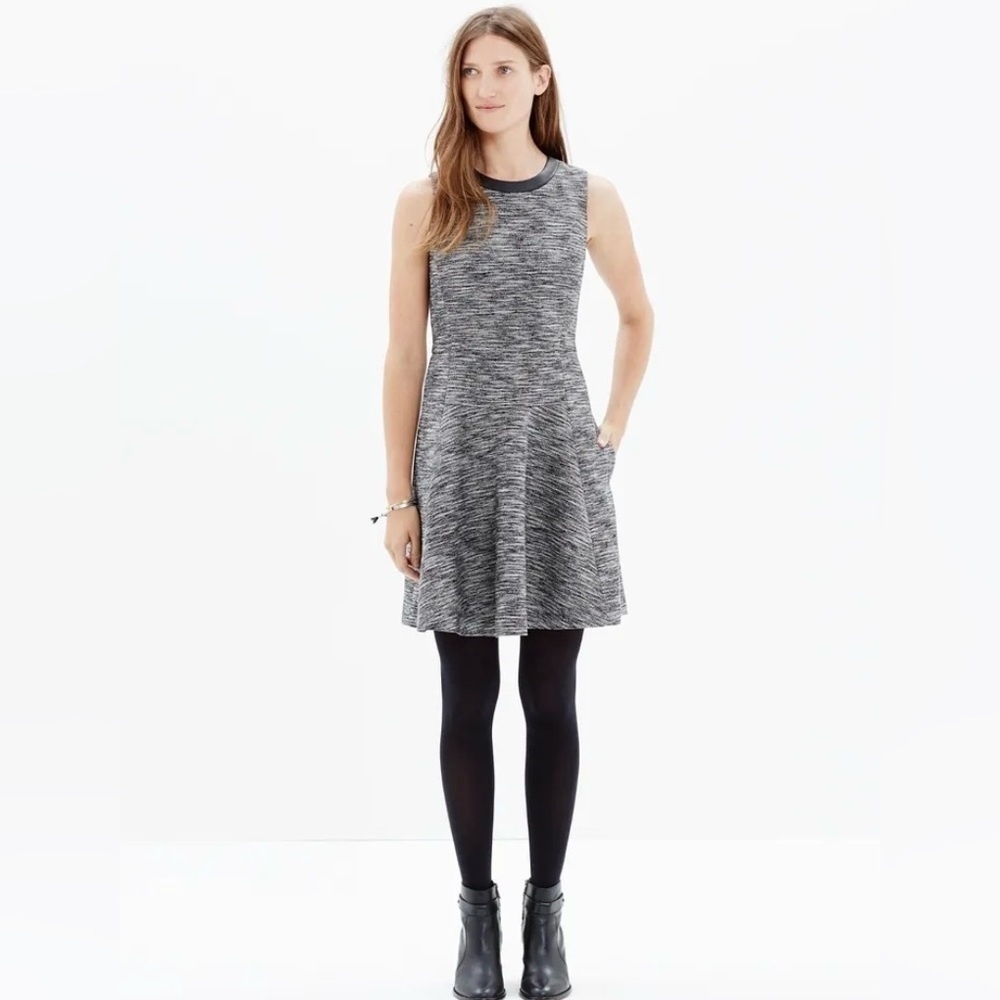 Madewell Anywhere Dress Tweed and Leather Trim Size 2